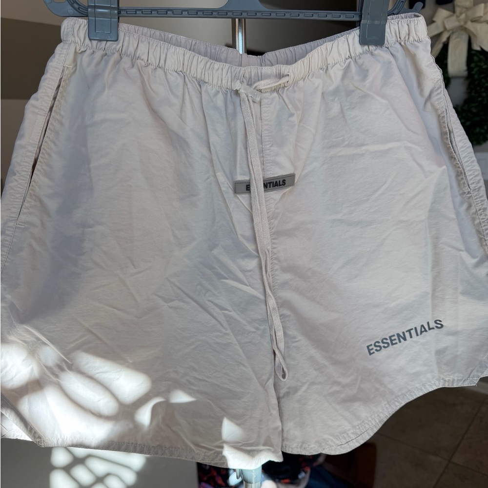 Essentials Cream Nylon Medium Drawstring Shorts - image 1